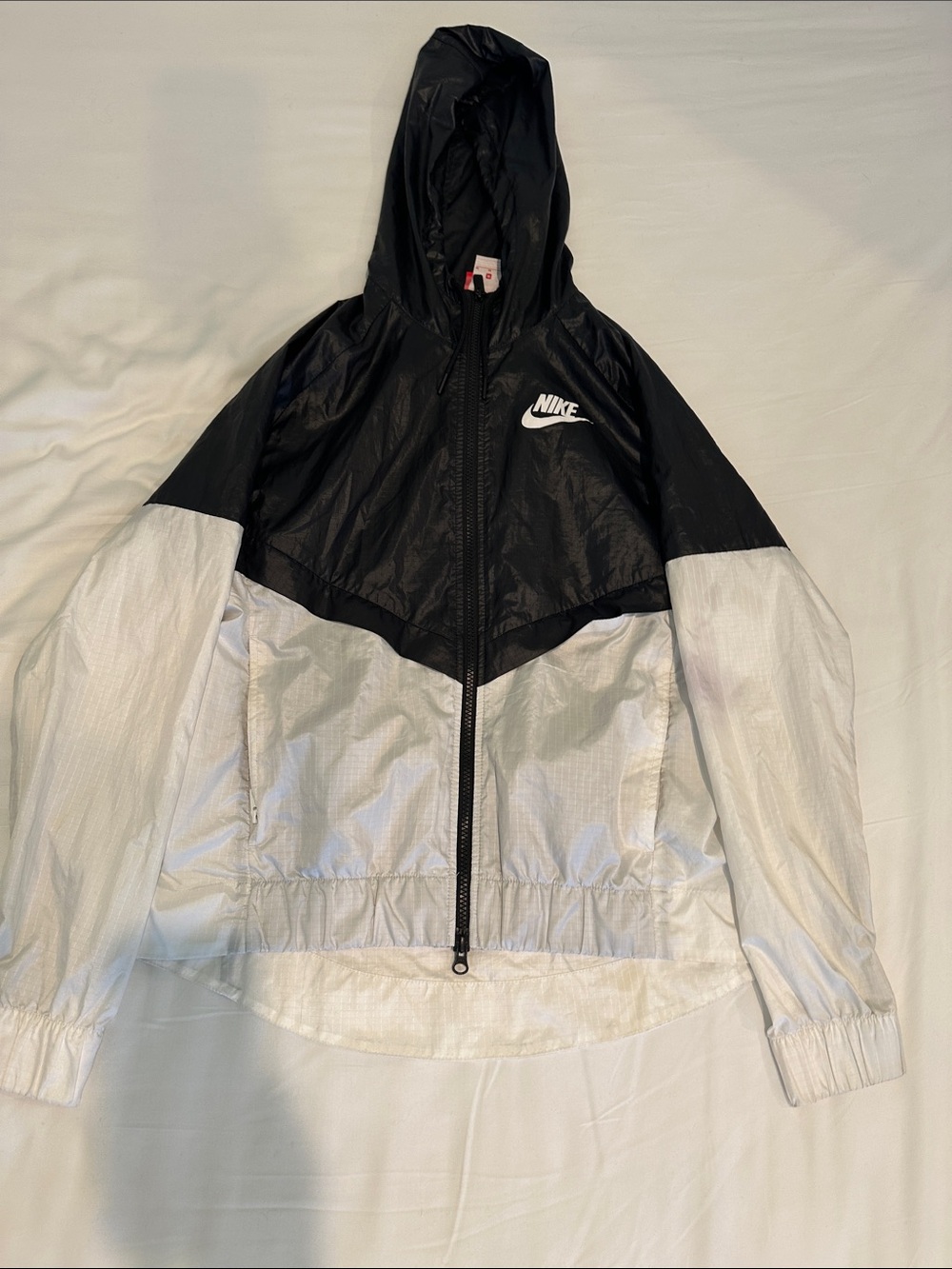 Nike Black and White Colorblocked Hooded Windbreaker